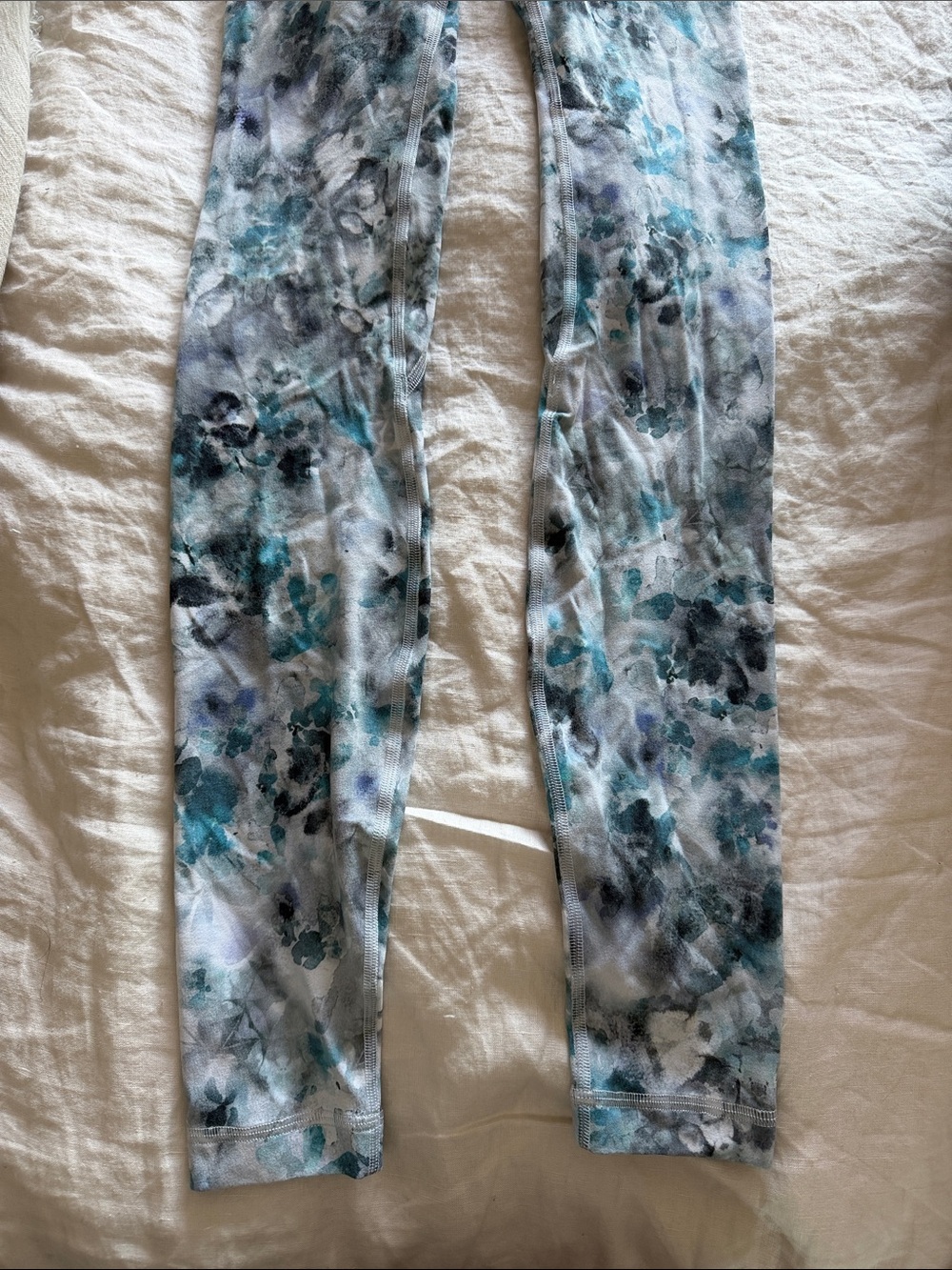 Lululemon Teal Gray Floral High-Waist Leggings - Picture 2 of 4